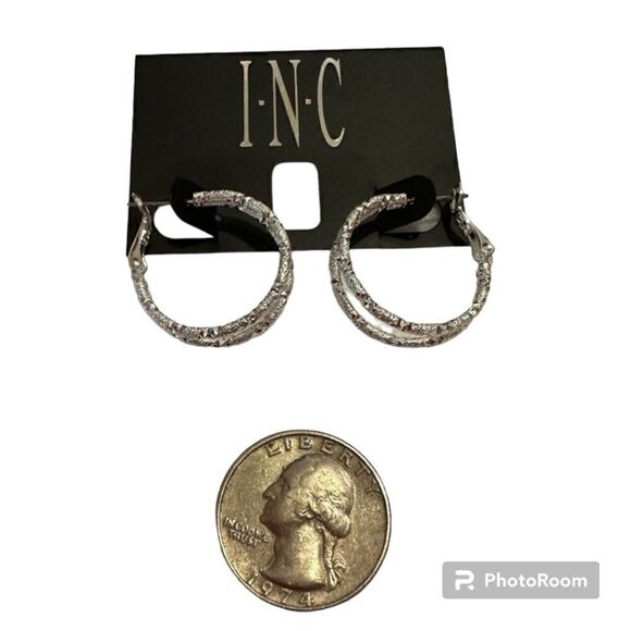 INC International Concepts silver hoop earrings NWOT - Picture 4 of 5